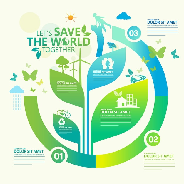 Ecology.Green cities help the world with eco-friendly concept ideas