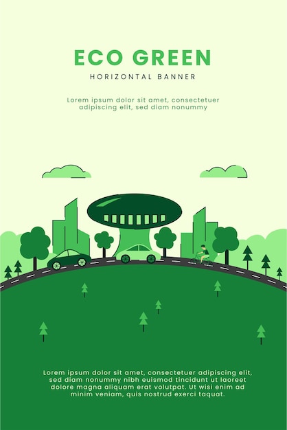 Vettore poster illustrativo del concetto di terra verde ecologica