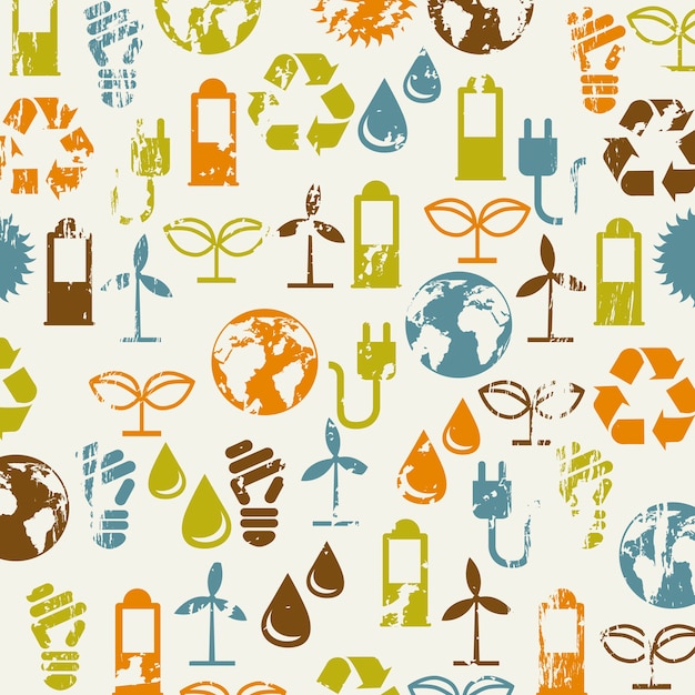 ecology icons over beige background vector illustration