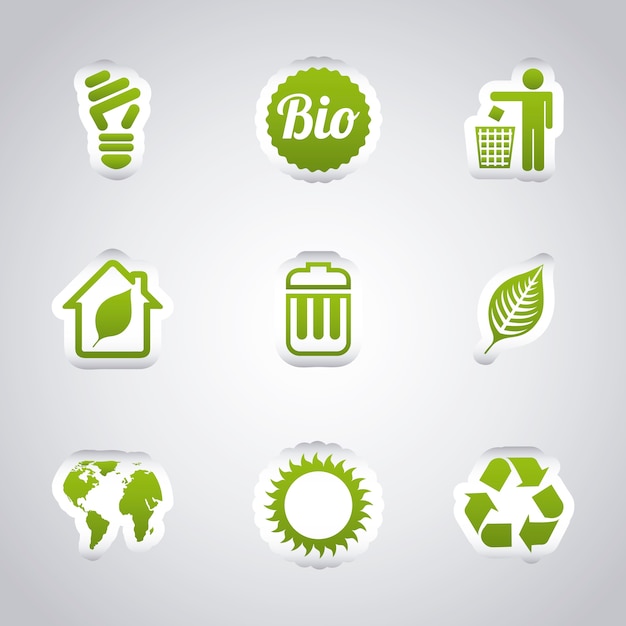 ecology icons over gray background vector illustration