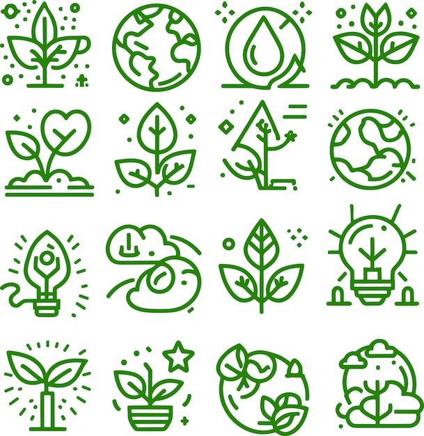 Vector ecology icons and nature icon vector