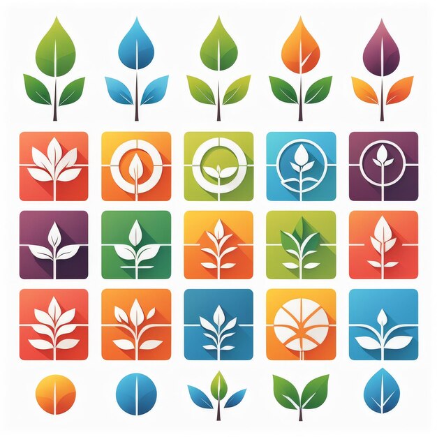Vector ecology icons set cartoon style