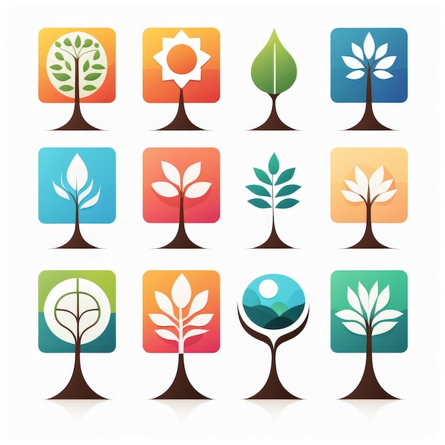 Vector ecology icons set flat vector