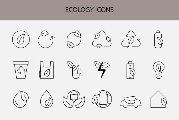 Vector ecology icons set nature icon collection