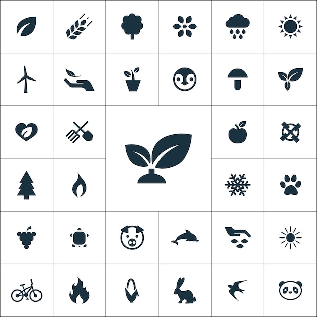 Vector ecology icons universal set