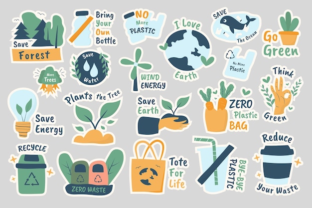 Vector ecology illustration set