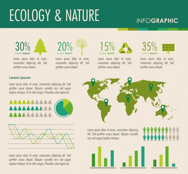 Vettore ecologia design infografico