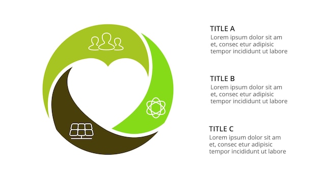 Vector ecology infographic heart circle diagram eco care concept nature presentation slide template