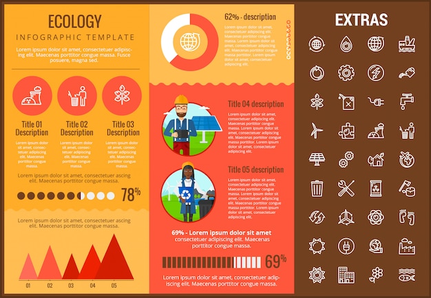 Vettore modello, elementi ed icone infographic di ecologia