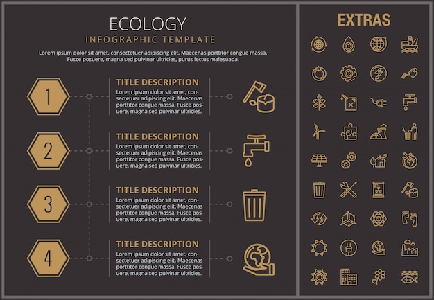 Modello, elementi ed icone infographic di ecologia