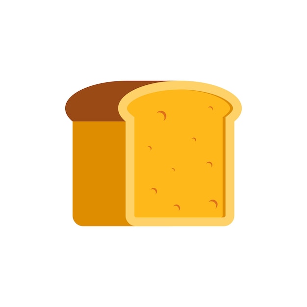 Ecology organic natural fresh cooked crispy traditional bread half slice icon vector flat illustration. homemade pastry loaf appetizing crunchy isolated. cutting wheat flour baking delicious food