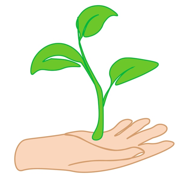 Вектор Экология органический символ окружающей среды день земли. экологически чистые люди рука. экологическая альтернатива esg.