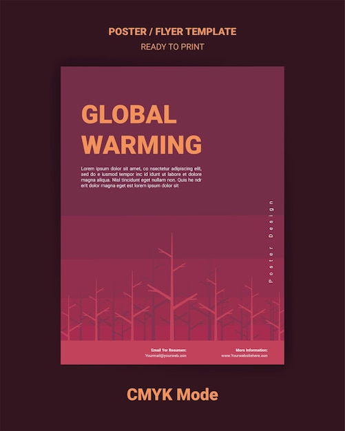 Vector ecology poster template ecological disasters as impact of global climate change