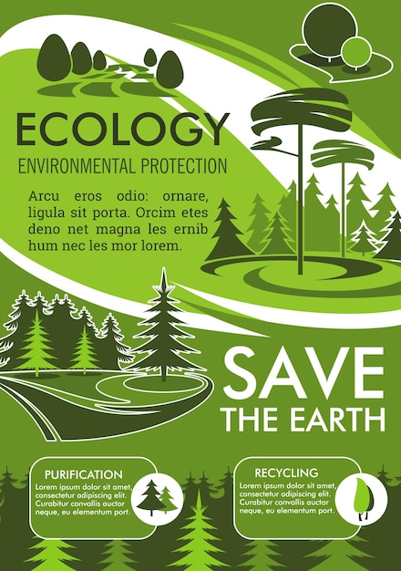 Banner di protezione ecologica per il design save earth