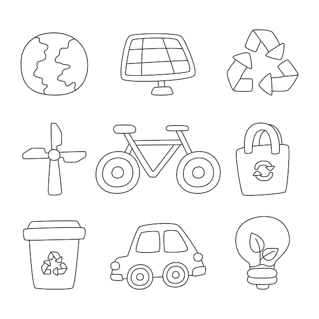Ecology and recycling line icons isolated on white background