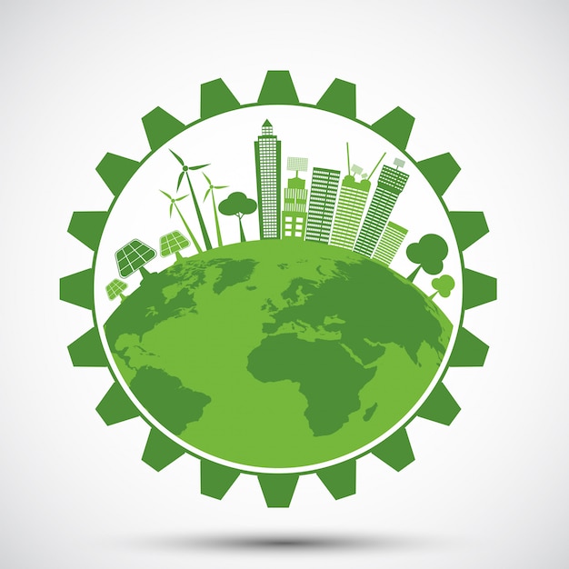 Ecology saving gear concept and environmental sustainable energy development