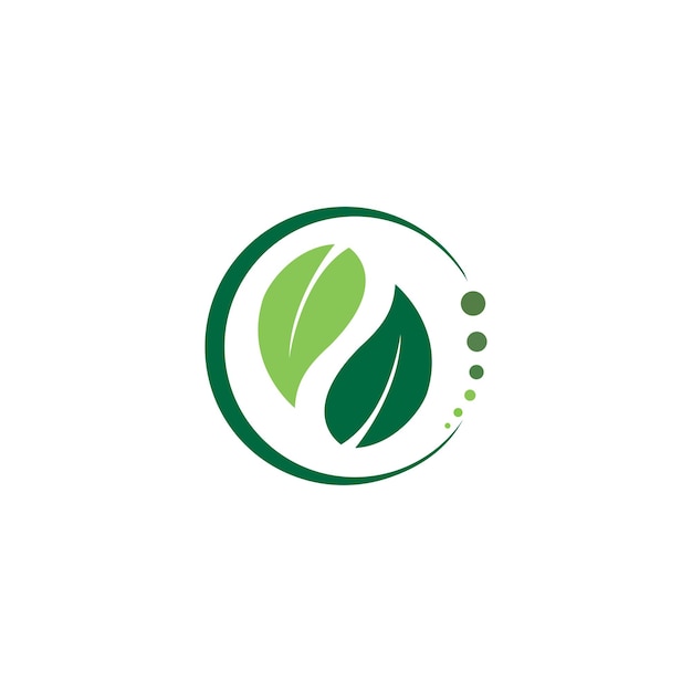Логотип сферы экологии, образованный скрученными зелеными листьями элементы шаблона векторного дизайна для веганского био-сырого органического шаблона