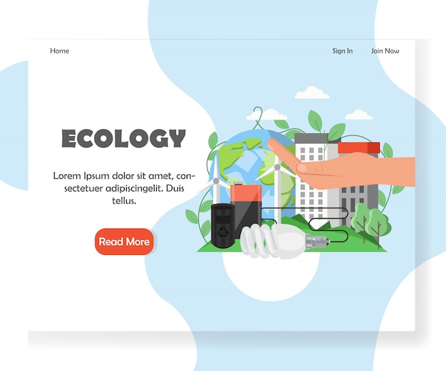 Premium Vector | Ecology website landing page template