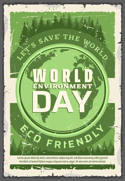 Vector ecology world environment day retro vector poster