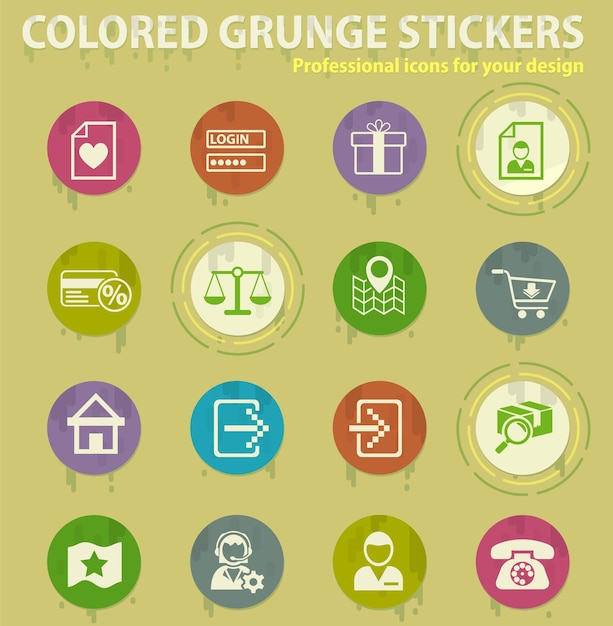 Ecommerce colored grunge icons