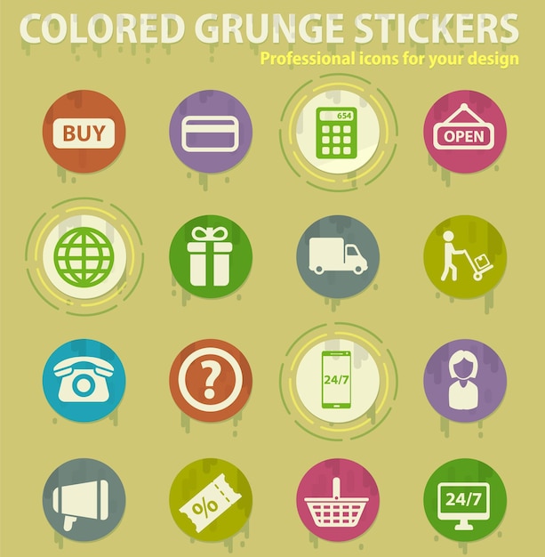 Ecommerce colored grunge icons