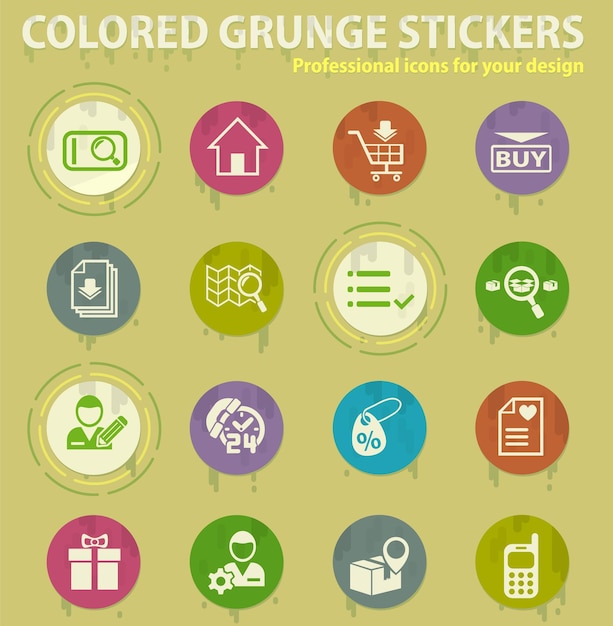 Ecommerce colored grunge icons