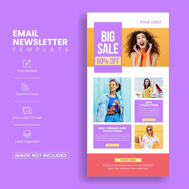 Ecommerce email newsletter template for fashion cloth sale marketing