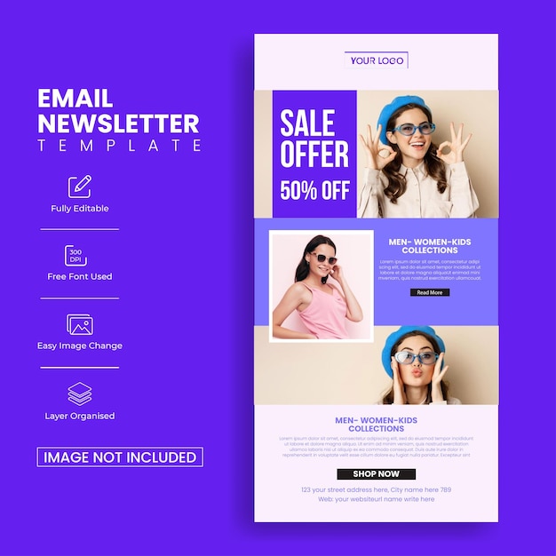 Ecommerce email newsletter template for fashion cloth sale marketing