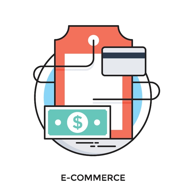 Icona di vettore piatto di e-commerce