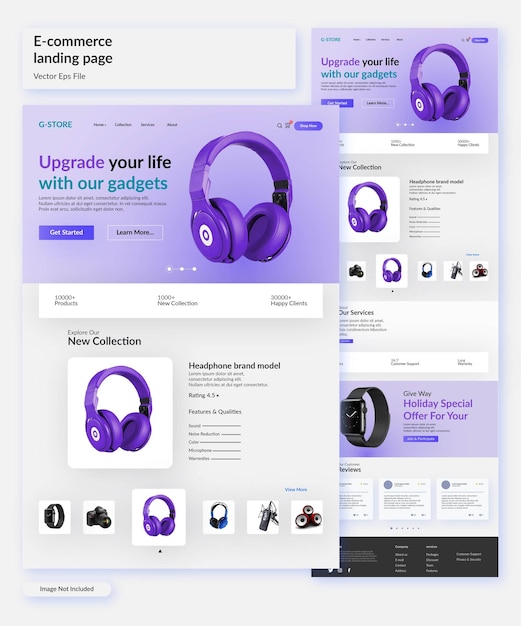 Vector ecommerce landing page or web template design vector