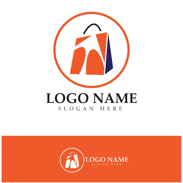 현대적인 개념의 전자 상거래 로고 및 온라인 상점 로고 디자인