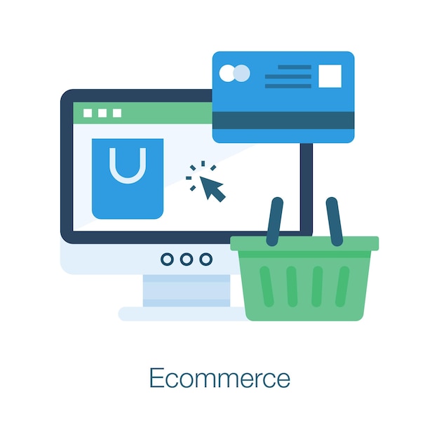 E-commerce online shopping concetto icon design unico e trendy vettore