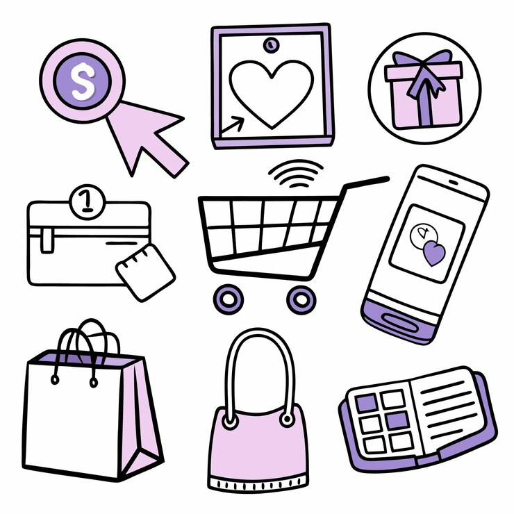 Ecommerce Product Creative Doodles Vector Set