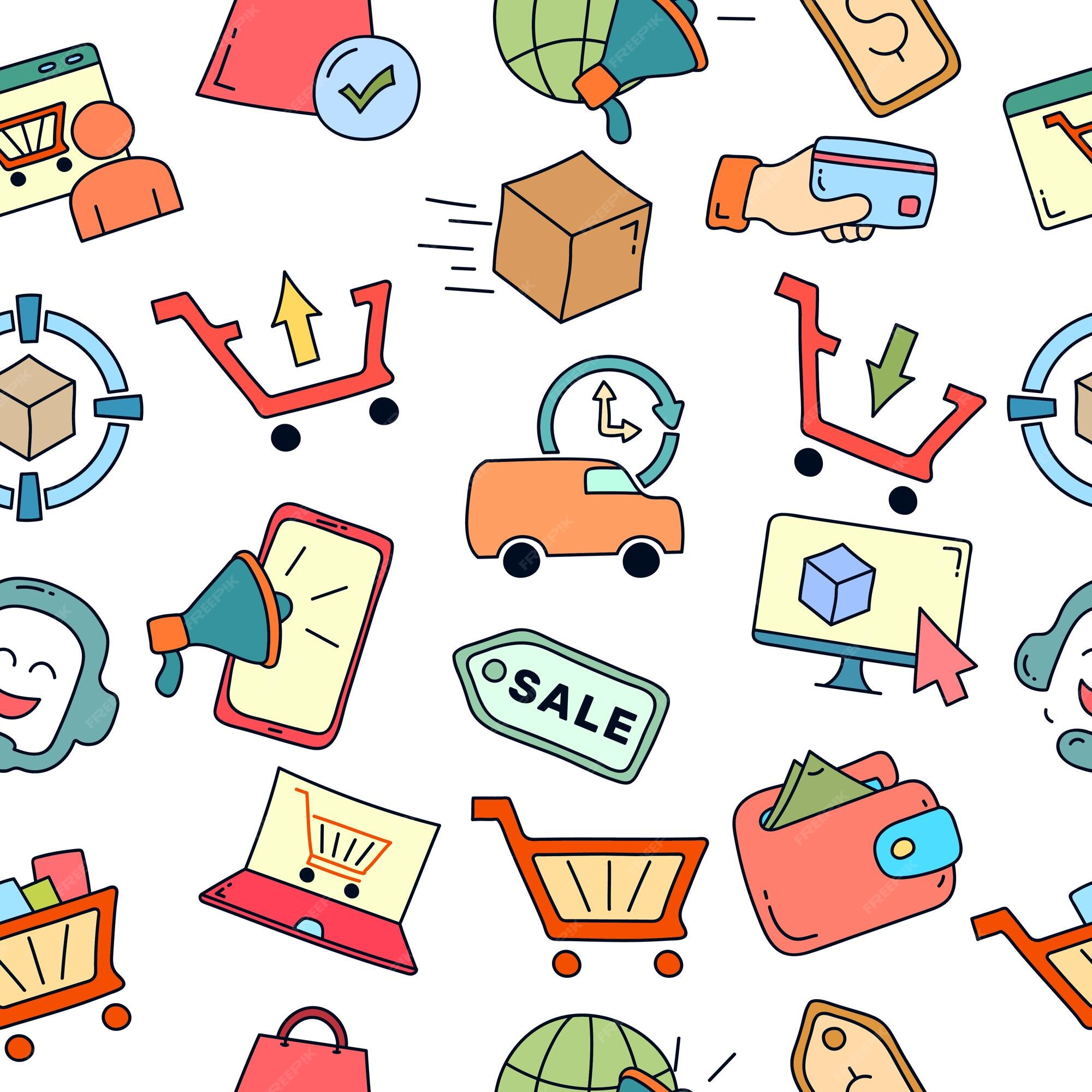 Premium Vector seamless pattern online shopping and