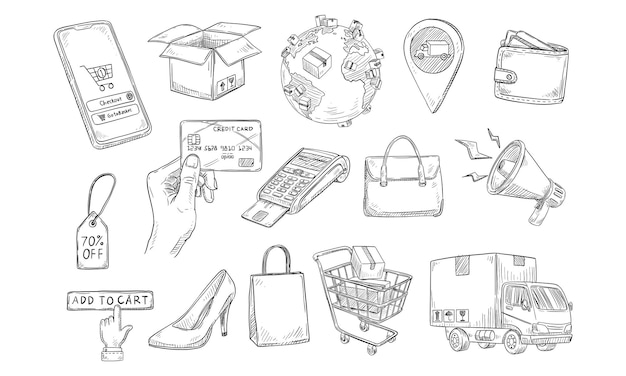 Vector ecommerce store handdrawn collection