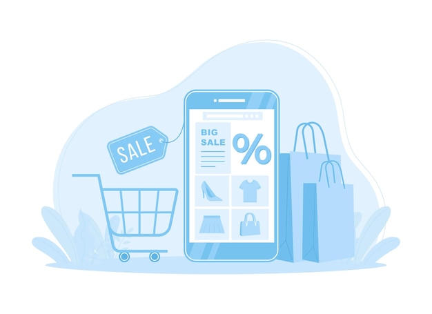 Ecommerce trending concept flat illustration