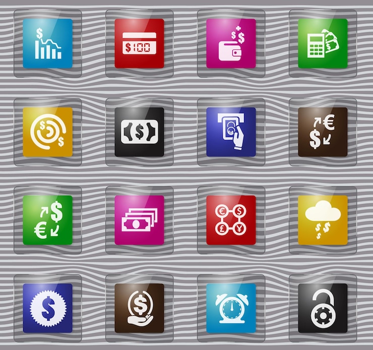Vector ecommers glass icons set