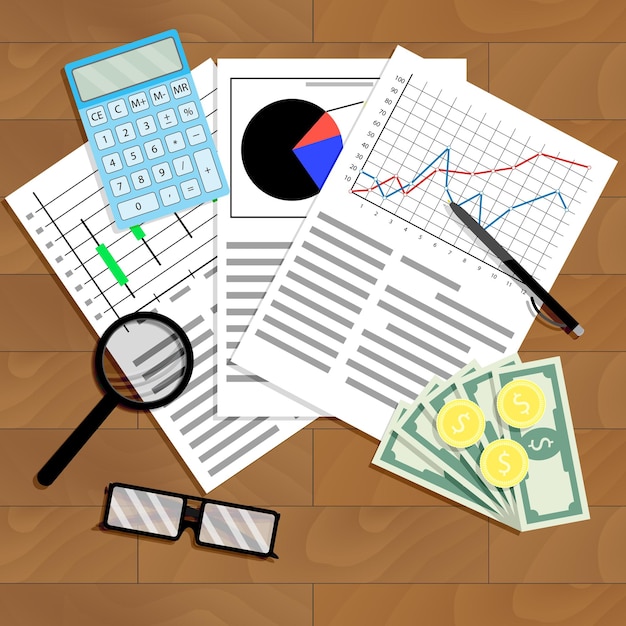 Vettore analisi economica di grafici e diagrammi