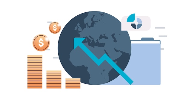 Vettore analisi economica dei dati di vendita e grafico di crescita economica illustrazione vettoriale piatta della strategia aziendale