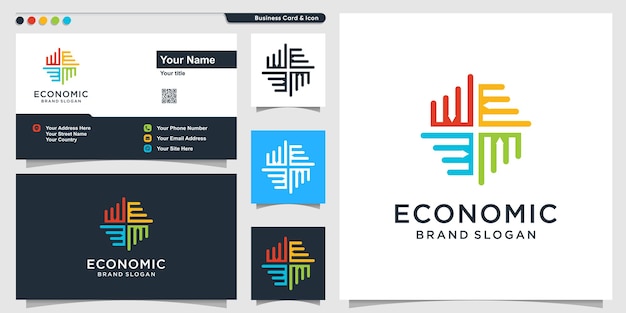 Economic logo with creative abstract element design premium vector