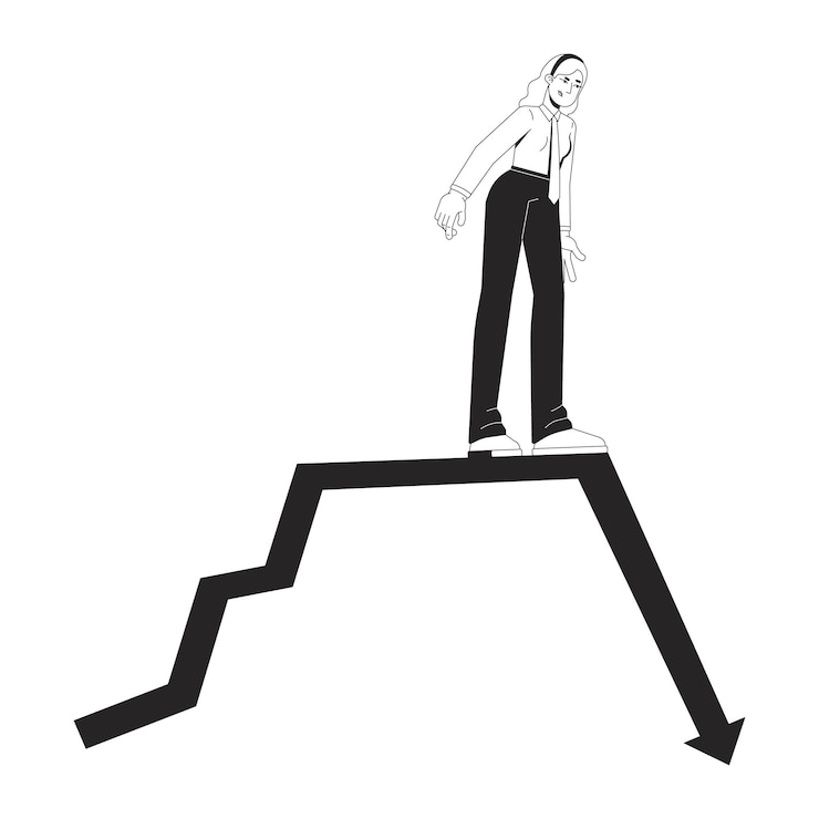 Vector economic recession line illustration concept