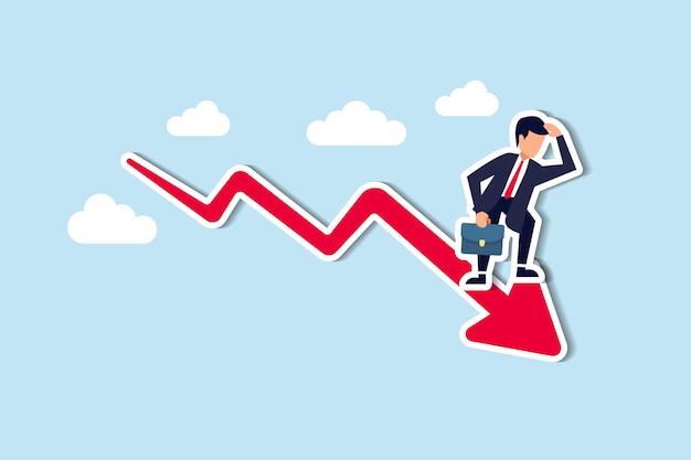 Vettore recessione economica crollo o caduta del mercato azionario crollo o crisi finanziaria della criptovaluta