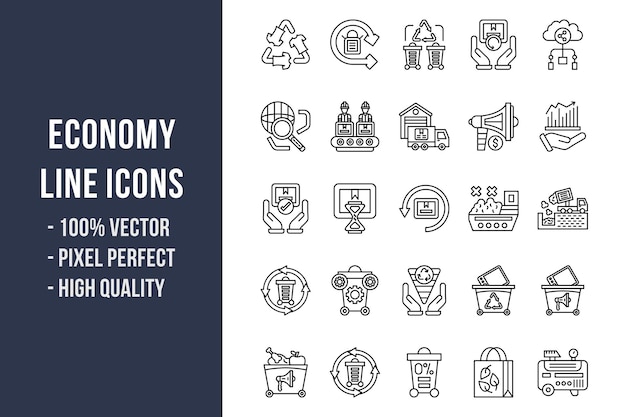Economie lijn iconen