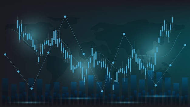 Economie situatie concept. financiële bedrijfsstatistieken met kandelaargrafiek tonen aandelenmarkt