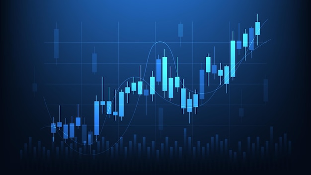 Economie situatie concept. financiële bedrijfsstatistieken met kandelaargrafiek tonen aandelenmarkt