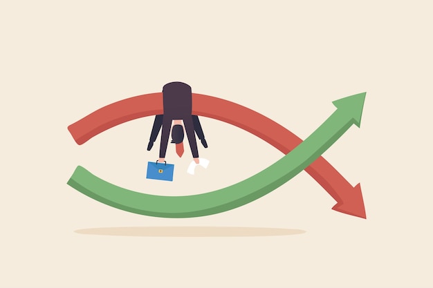 Vector economische stagflatie of recessie-inflatie is een situatie waarin de inflatie