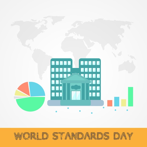 Vector economy, business graph, and world standards day. each year on 14 october, the members of the iec