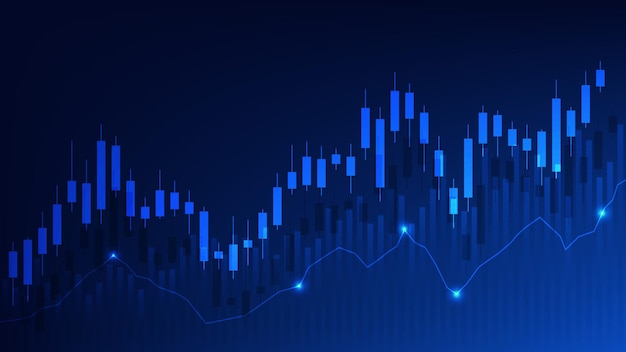 Concetto di fondo di economia e finanza. candelabri del mercato azionario con grafico a barre mostra trading