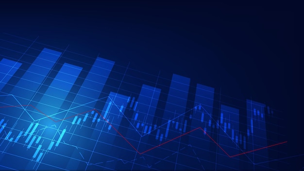 Vector economy and finance background concept. stock market candlesticks with bar chart show trading