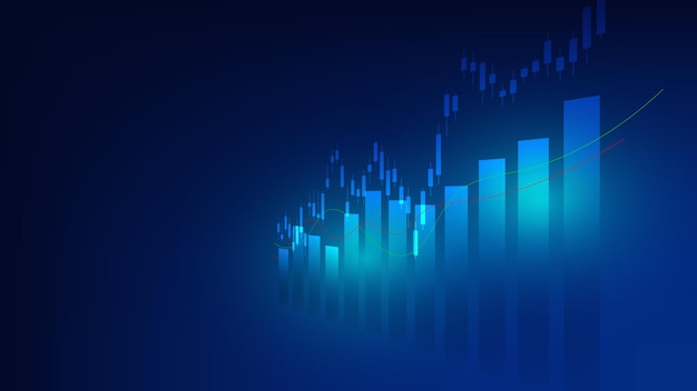 Economy and finance background concept. stock market candlesticks with bar chart